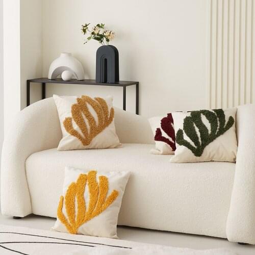 Seaweed Tufting Pillow Case Nordic Velvet Back Support Square Cushion Cover Throw Pillowcase Decorative Home Decor 45x45cm