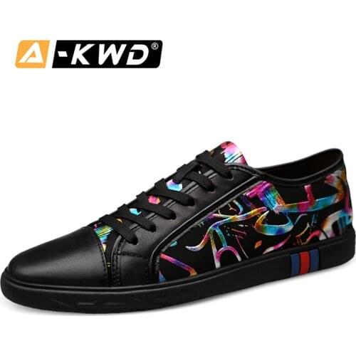 New Fashion Shoes 2019 Men-Shoes Personality Graffiti Chaussures Sport Homme Luxury Mens Leather Shoes Genuine Designer Trainers