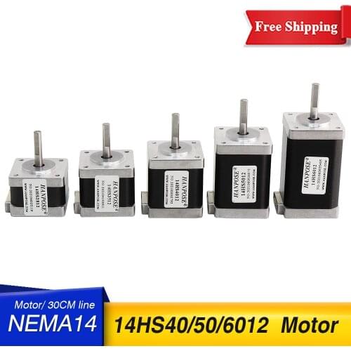 NEMA14 stepper motor 14HS4012 5012 6012 4-lead 1.2A 0.40N.M Nema 14 motor for CNC engraving milling machine