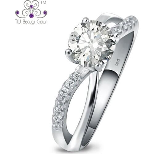 2017 New Real 925 Pure Silver Elegant White CZ Cubic Zircon Wedding Engagement Bands Ring For Women Female Jewelry