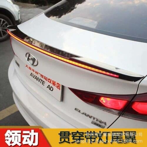 New Design Rear Wing Spoiler For Elantra 2016 2017 2018 2019 Flowing Brake Lamp Trunk ABS Plasti Spoiler Wing FOR Elantra
