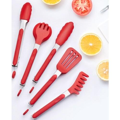 Newly Food Clip Silicone Home Restaurant Buffet Baking Hot Pot Barbecue Fried Steak Spaghetti Stainless Steel Food Clip