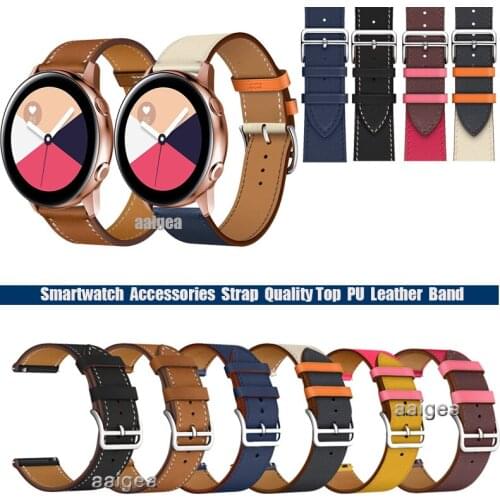 20mm 22mm Leather Watch Band Strap for Samsung Galaxy Watch Active 2 for Watch3 41mm/42mm/Gear Sport Replacement Wrist band