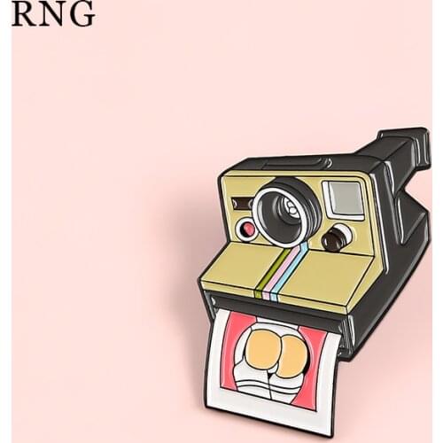 RNG Metal Enamel Pin cartoon camera film machine eye funny badge photo collection tongue jewelry brooch shirt backpack jewelry