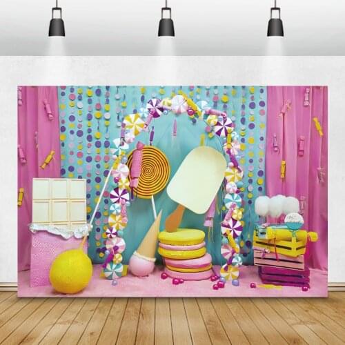 Sugars Candy Ice Cream Cake Happy 1st 2 3 Birthday Baby Shower Decro Party Photozone Photophone Photo Backdrop Photo Background