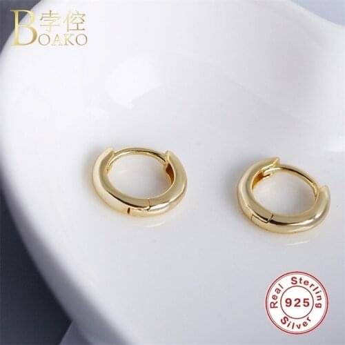 Real 925 Silver Earrings For Women Gold Small Hoop Earrings Girl Round Geometric Earring Punk Female Gift aretes K5