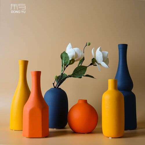 Morandi Nordic Modern Simple Ceramic Dried Flower Combination Vase Guest Restaurant Entrance Cabinet Decoration Gift