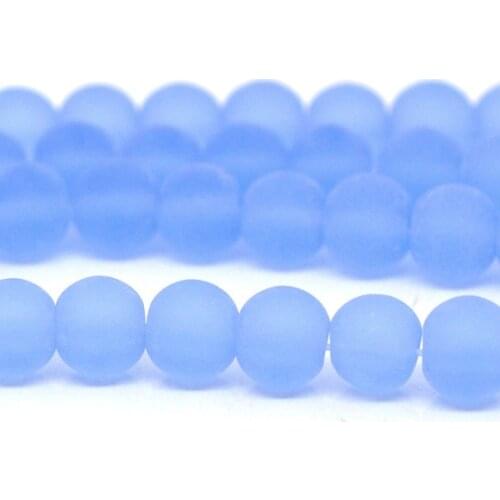 DoreenBeads Glass Beads Round Light blue Frosted About 6mm Dia,Hole: Approx 1mm,30cm(11 6/8"),1 Strand(Approx 55 PCs/Strand)