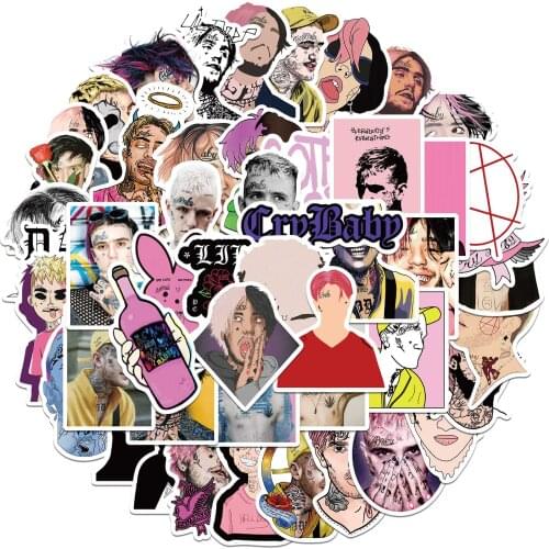 50pcs Hip Pop Singer Lil Peep Stickers For Laptop Luggage Motorcycle Suitcase Skateboard PVC Decals