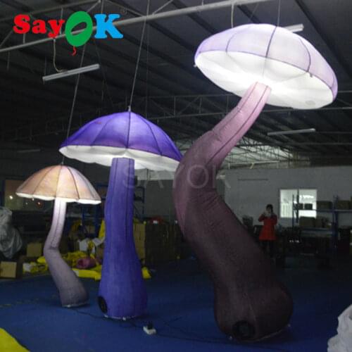 LED Inflatable Mushroom Decorations with White Light for Event, Party, Stage Decorations