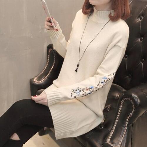 Autumn Winter Loose Large Size Women sweater New Crew Mid-length Pullover knit Sweater Female Fashion Casual Plus Size 3XL T299