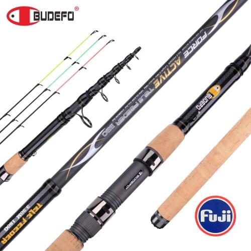 3tip Telescopic FEEDER Fuji Travel Fishing Rod 3.0m 3.3m 3.6m 3.9m BUDEFO ACTIVE T800carbon Spinning Casting Power 180g Surf Rod