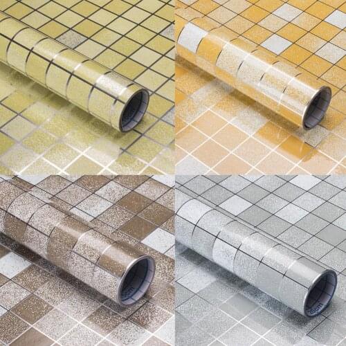 45 * 100cm High Temperature Resistant Kitchen Anti-oil Wall Paper Self-adhesive Plaid Stickers Stickers Foil Tile Waterproo M9K2
