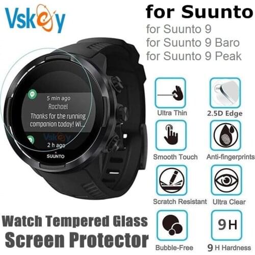 VSKEY 10PCS Tempered Glass for Suunto 9 Baro Screen Protector Round Smart Watch Sunnto 9 Peak Anti-Scratch Protective Film
