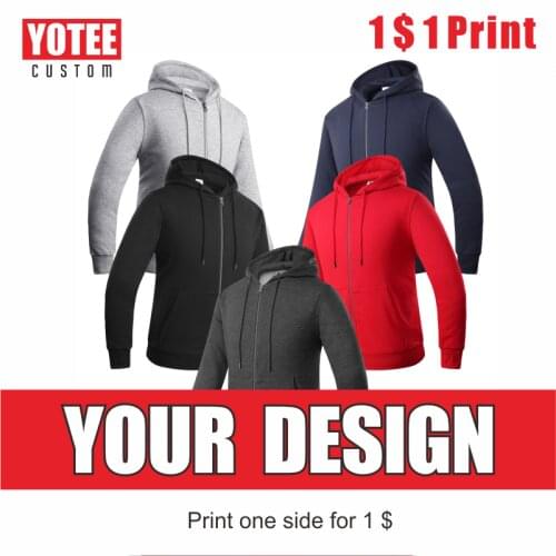 YOTEE autumn and winter thick trend zipper Hooded LOGO custom embroidery men and women casual Hooded