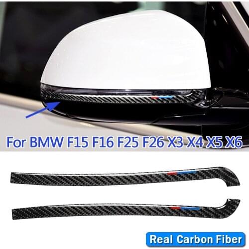 Real Carbon Fiber Rearview Mirror Anti-Rub Strips Protector Anti-collision Accessorie For BMW X5 F15 X6 F16 X3 F25 X4 F26