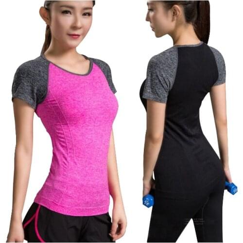 Quick Dry Stretch Slim Fit Yoga Tops Women Sport T Shirt Gym Jerseys Fitness Shirt Yoga Running T-shirts Female Sports Top Cloth