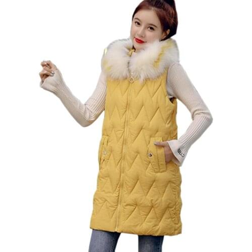 2020 Women Hooded Warm Wadded Coat Winter Jackets Big Fur Collar Slim Mid-Long Fashion Thick Down Cotton Parka Female Plus Size