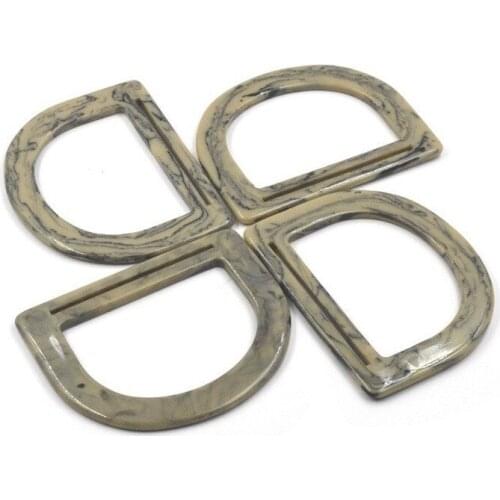 10Pcs Gray Tortoiseshell D Ring Bags Handles DIY Handbag Purse Frame Making Bag Hanger Replacement Harl Round Parts Accessories