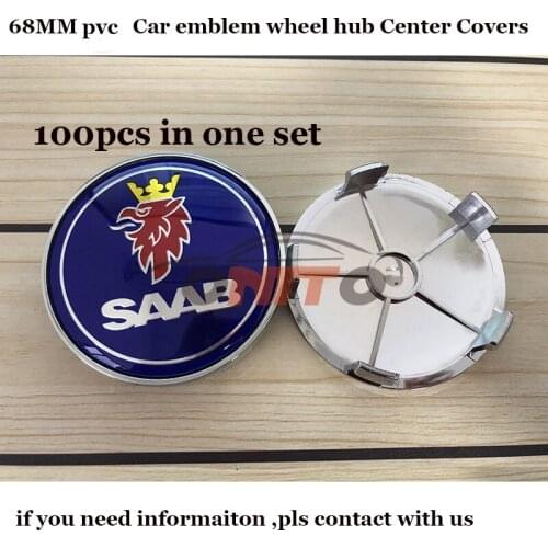 100pcs set of 68mm Car logo Badge Emblem Wheel hub Caps for 9-3 9-5 93 95 BJ SCS covers Label 65mm Car stickers Styling