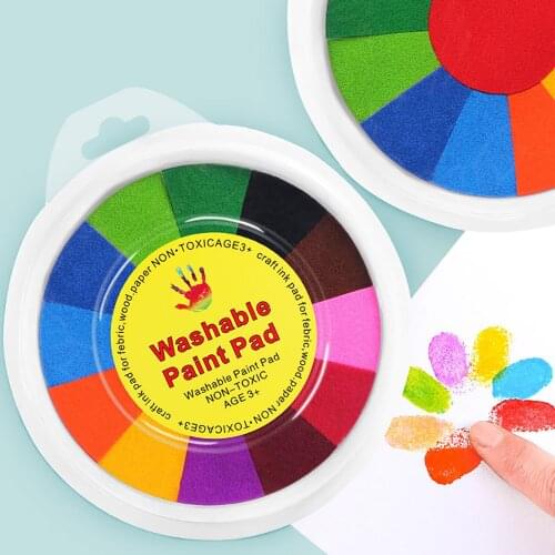13Colors DIY Ink Pad Stamp Finger Painting Craft Cardmaking Large Round For Kids Ink Pad PVC Material Water Color For Children