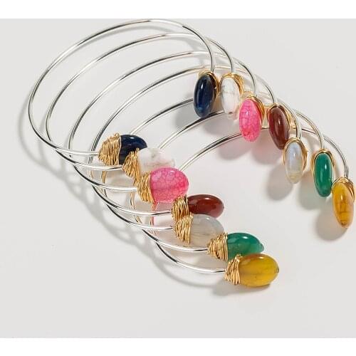 2019 Popular Natural Stone Female Bracelet Seven Kinds of Color Adjustable Openings for Women Love Bracelets & Bangles