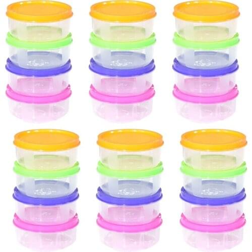 24 Pcs 150ML Mini Plastic Bowl Storage Food Case Round Mini Crisper Freezer Microwave Oven Available