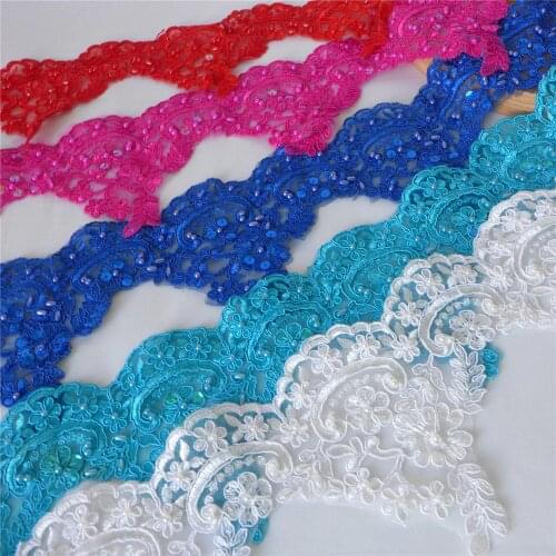 3 Yards Organza Ivory Alencon Lace Trim Croded Lace Trim For Bridal Wedding Lace Accessories Lake Blue Hot Pink Blue Red