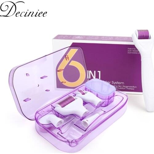 6 in 1 Micro Needle Facial Roller Microneedle Derma Roller Kit for Face Body 300/720/1200 Titanium Dermaroller Skin Care Tools