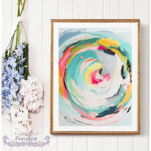 Abstract Watercolor Colorful Canvas Painting Brushstroke Pastel Poster Wall Art Modular Picture Aesthetic Room Decor