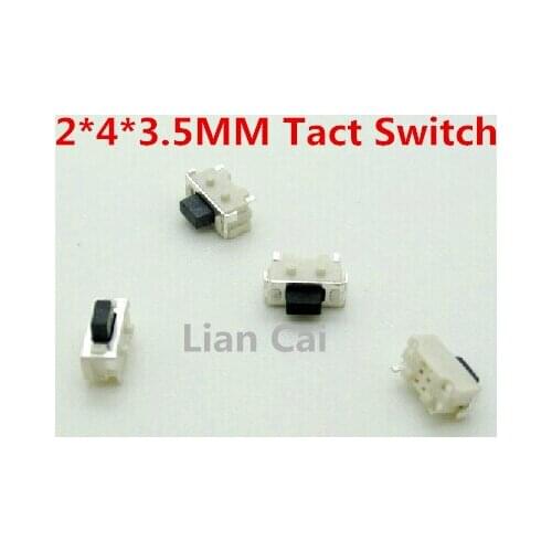 Free shipping (50 / batch) 2X4X3.5MM micro SMD Tact Switch side button switch MP3 MP4 MP5 Tablet PC switch
