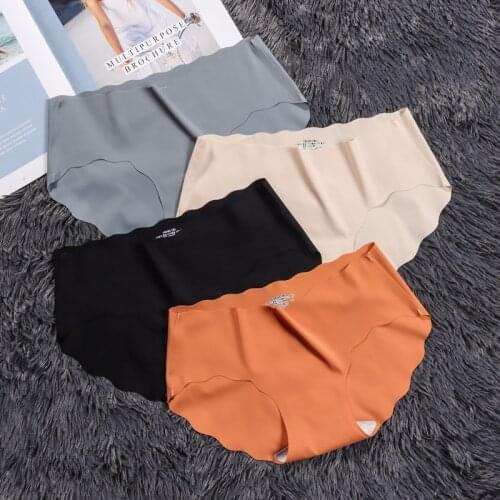 Seamless Underwear Slip Silk Womens Plain Color Panties Lady Ruffle Underpants Girls Briefs Smooth Panty Sexy LingerieFashion