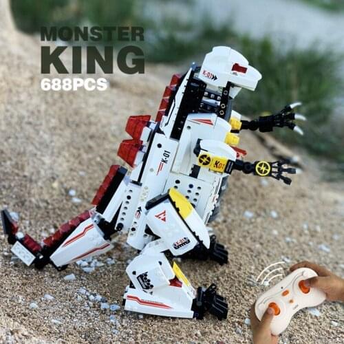 C51063 RC Dinosaur Building Blocks 688PCS Animals Model Electric Bricks Creator Remote Control Robot Kids Toys