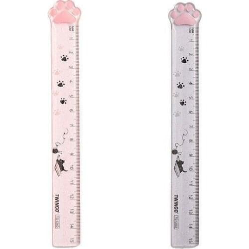 Ellen Brook 15cm Cute Cat Paw Plastic Straight Ruler Kawaii Tools Stationery Cartoon Drawing Gift Korean Office School Measuring