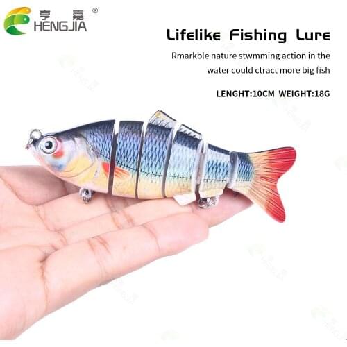 HENGJIA 20PCS Fishing Lure 10cm 20g 3D Eyes 6-Segment Lifelike Fishing Hard Lure Crankbait With 2 Hook Fishing Baits