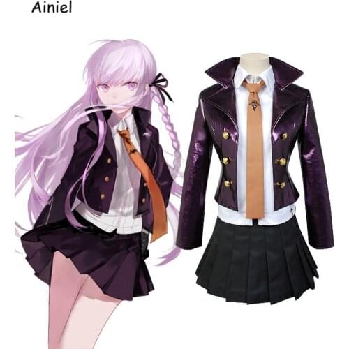 Game Danganronpa Wigs Dangan-Ronpa Kyoko Kirigiri Cosplay Coat Shirts Skirt Uniforms Suits For Women Girls Halloween Outfit