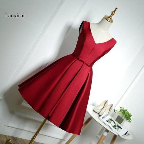 Sexy Short Cocktail party Dresses Bridal Banquet Wine Red stain Backless Party Formal Dress Dress Robe De Soiree
