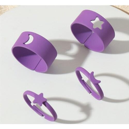 Creative Geometry Adjustable Star And Moon Rings Trendy Taichi Finger Ring Colorful for Women Kids Ring Stacked Girls Children