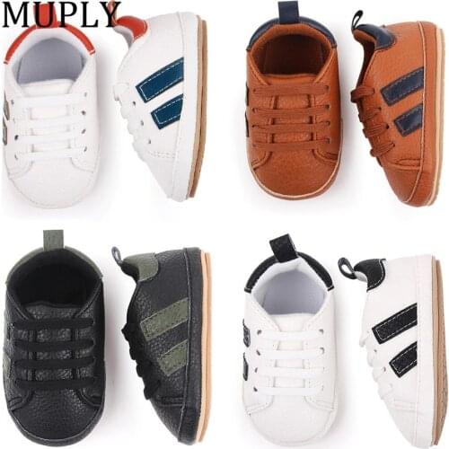 Two Striped PatchWork Baby Shoes For Boys Girls Hard Sole Shoes Spring Bebes Sneakers Toddler Newborn Shoes First Walker