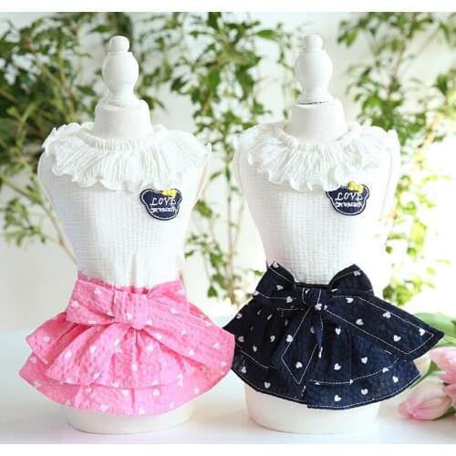 Small Dog Dress Vestido Para Perra Pequena Chihuahua Clothes Flanul Poodle Skirt Puppy Dress Girl Poodle Dresses Cute Skirt Blue