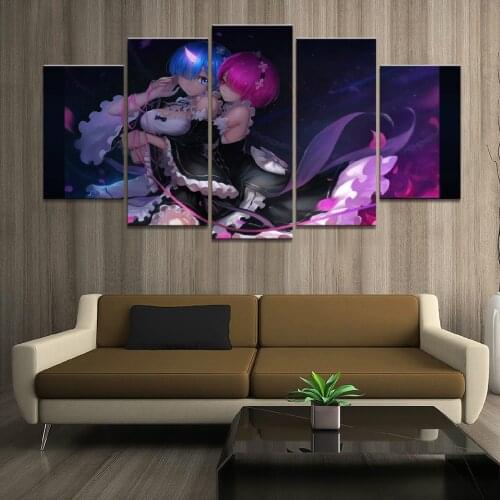 Home Decor Modular Canvas Painting Picture 5 Piece Rem Re:Life in a Different World from Zero Animation Poster Wall For Home