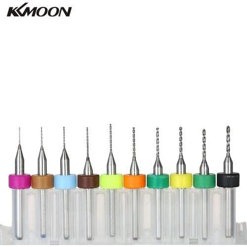 10pcs Tungsten Carbide Micro Drill Bits Set Engraving Tools for PCB Circuit Board 0.3-1.2mm/1.1-2.0mm