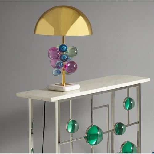 Nordic Model Style Art Table Lamp Multicolor Crystal Stone Metal Led Luxury Living Room Bedroom Study Cafe Decoration Lights