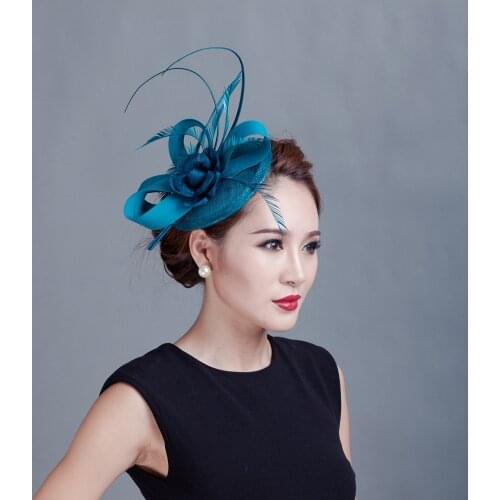New Fashion Flower Feather Sinamay Hats Women Hair Accessories Elegant Fascinators Hair Accesorries For Wedding Party Church 7 C