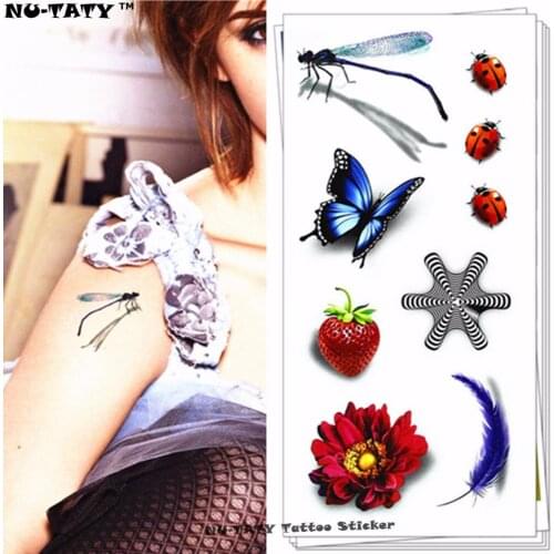 Nu-TATY dragonfly 3d Temporary Tattoo Body Art Flash Tattoo Stickers 19*9cm Waterproof Tatoo Home Decor Wall Sticker