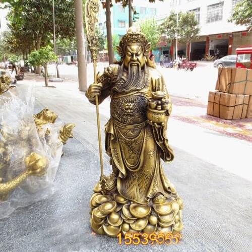 Huge Home SHOP Company Club Talisman Money Drawing bring wealth Good luck God of wealth Guan gong BRASS Sculpture 68CM Large