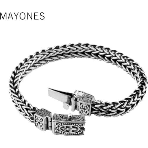 Genuine 100% 925 Silver Bracelet Anchor Width 8mm Classic Wire-cable Link Chain S925 Thai Silver Bracelets for Women Men Jewelry