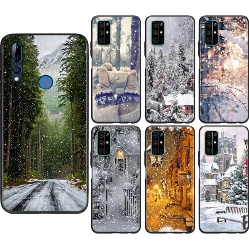 Silicone Cover Landscape Winter Light Snow For Huawei Honor 9C 9A 9S 9X Lite 30 20 Pro V20 20S 9i 9N 8S 8C Phone Case