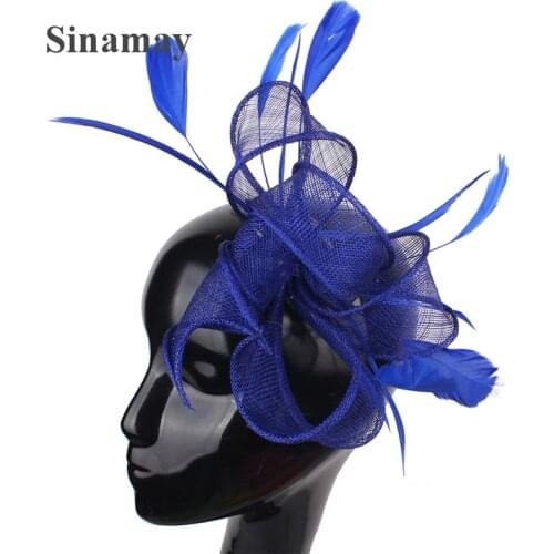 Sinamay Wedding Headwear Fancy Bride Mesh Fascinator Headband Flower Handmade Headdress For Formal Dress Hair Accessories Ladies