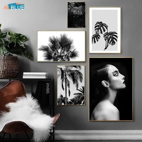 Nordic Poster Print Black And White Canvas Art Leaves Wall Art Canvas Painting For Girls Wall Picture For Living Room Home Decor
